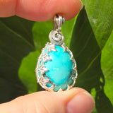 Turquoise Pendant Robin Egg Blue - Sterling Leaf Setting - Rock Your World 