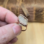 Raw Oregon Sunstone Crystal Ring Sz 6.5 in Copper