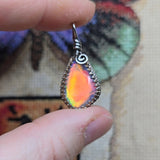 Double Sided Faceted Fiery Aurora Opal Pendant In Antiqued Sterling Silver - Rock Your World 