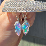 Faceted Rainbow Aurora Opal Earrings In Sterling Silver
