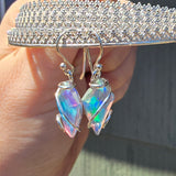 Faceted Rainbow Aurora Opal Earrings In Sterling Silver