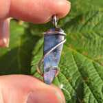 Boulder Opal Pendant Rainbow Fire - Hammered Sterling Silver