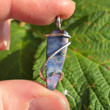 Boulder Opal Pendant Rainbow Fire - Hammered Sterling Silver