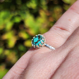 Natural Turquoise Ring Size 9 – Sterling Silver with Bold Black Matrix