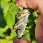 Marcasite Plume Agate Pendant in Sterling – Forged Embrace Setting