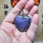 Bright Purple Heart Shape Double-sided Grape Agate Pendant Necklace in Sterling Silver