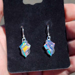 Faceted Rainbow Aurora Opal Earrings In Sterling Silver
