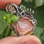Swazi Rose Agate Pumpkin Pendant - Sterling Silver 14kt Gold Fill Czech Glass