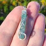Raw Blue Tourmaline Crystal Pendant in Sterling Silver