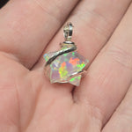 Aurora Opal Star Pendant - Sterling Silver - Lab-Grown Magic