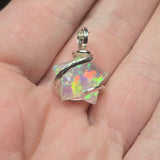 Aurora Opal Star Pendant - Sterling Silver - Lab-Grown Magic