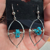 Kingman Turquoise Nugget Leaf Earrings in Sterling Silver