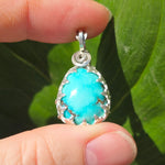 Turquoise Pendant Robin Egg Blue - Sterling Leaf Setting - Rock Your World 
