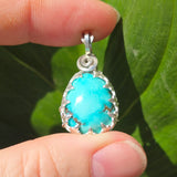 Turquoise Pendant Robin Egg Blue - Sterling Leaf Setting - Rock Your World 