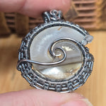 Gemshell Spiral Fossil Pendant - Agate + Quartz in Sterling