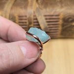 Raw Crystal Copper Ring sz 7 – Raw Sky Blue Aquamarine Beryl