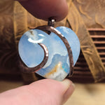 White Sky Plume Agate Heart Pendant – Recycled Copper