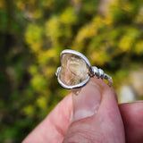 Raw Oregon Sunstone Ring sz 8 - Sterling Silver