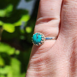Natural Turquoise Ring sz 7.5 – Sky Blue Cab Matrix Sterling Silver