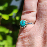 Natural Turquoise Ring sz 7.5 – Sky Blue Cab Matrix Sterling Silver