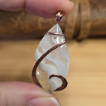Tube Moss Agate Pendant Crystal Fade with Geode Copper Wrapped