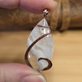 Tube Moss Agate Pendant Crystal Fade with Geode Copper Wrapped