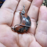 Red and Black Jasper Moon with Sterling Silver