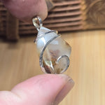 Golden Green Red Moss in White Chalcedony – Sterling Silver Pendant