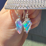 Faceted Rainbow Aurora Opal Earrings In Sterling Silver