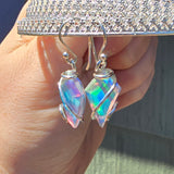 Faceted Rainbow Aurora Opal Earrings In Sterling Silver