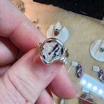 Black Tourmaline Crystal Ring in Sterling Silver Sz 7