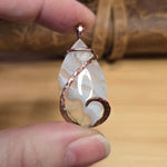 Tube Moss Agate Pendant Crystal Fade with Geode Copper Wrapped