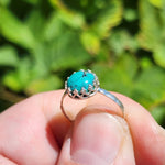 Natural Turquoise Ring sz 7.5 – Sky Blue Cab Matrix Sterling Silver