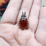 Striking Red Orange Carnelian Agate Pendant in Sterling Silver