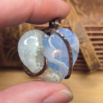 Sky Plume Agate Heart + Aurora Opal Pendant – Recycled Copper