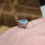 Raw Crystal Ring sz 7.25 – Blue Tourmaline with Pale Pink Rim