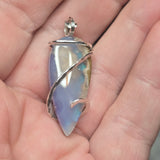 Moss Agate & Aurora Opal Artisan Pendant – Sterling Silver