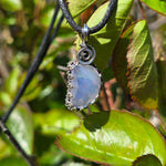 UV-Reactive Lavender Moon Quartz Pendant – 7ct Handmade in Antiqued Sterling Silver