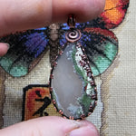 Banded Agate with Moss Agate Pendant in Copper