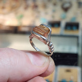 Rough Watermelon Tourmaline Crystal Ring in Sterling Silver Ring Sz 7