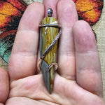 Chicken Track Picture Jasper Pendant in Hammered Sterling Silver
