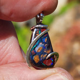 Boulder Opal Pendant Lightning Fire Yowah Nut Pattern - Sterling Silver