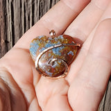 Red Marcasite Plume Agate Geode and Jasper Heart Pendant in 14kt Rose Gold Fill