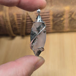 Lavender Moss Agate Pendant – Black Inclusions in Sterling Silver