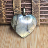 Flashy Labradorite Heart Pendant - Antiqued Brass Tone Bail