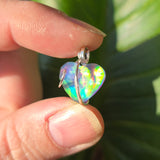 Aurora Opal Light Heart Pendant – Sterling Silver