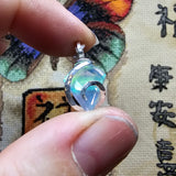 Rose Cut Rainbow Aurora Opal Pendant In Hammered Sterling Silver with 20 Inch Chain