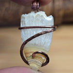 Crazy Lace Agate Pendant with Crystal Crown – Copper Setting