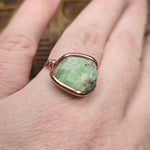 Natural Peridot Copper Ring – Size 10 – Raw Green Crystal in Forged Copper