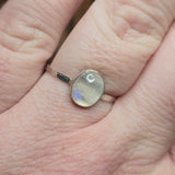 Moonstone Ring sz 11 – Golden + Ice Blue Flash Sterling Silver